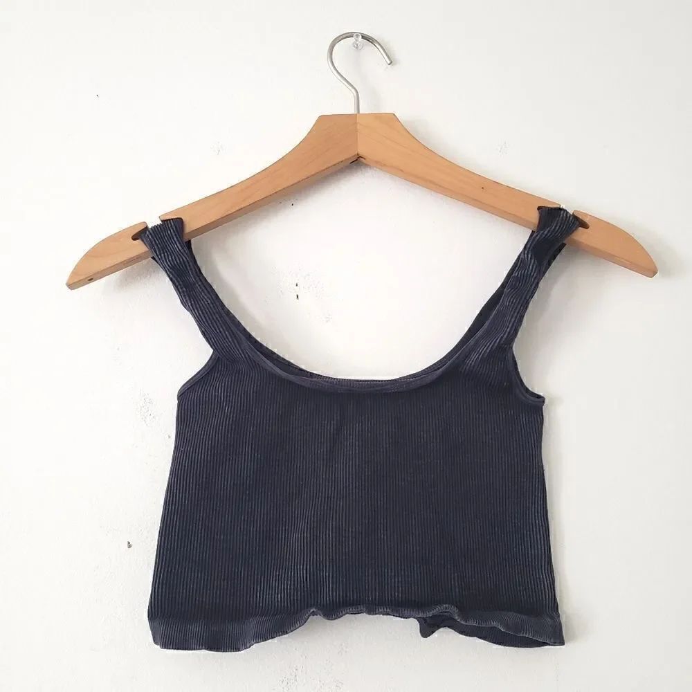 Free People Movement Activewear Crop Top Ribbed Dark Gray XS/S